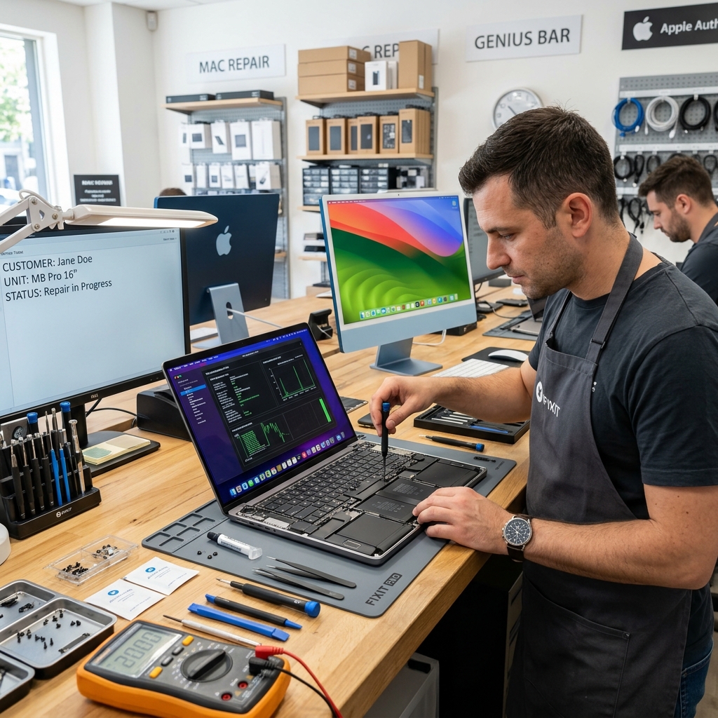Mac repair diagnostics with professional repair tools
